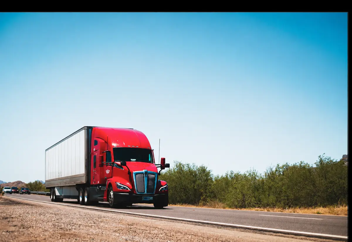Commercial truck traveling on the highway